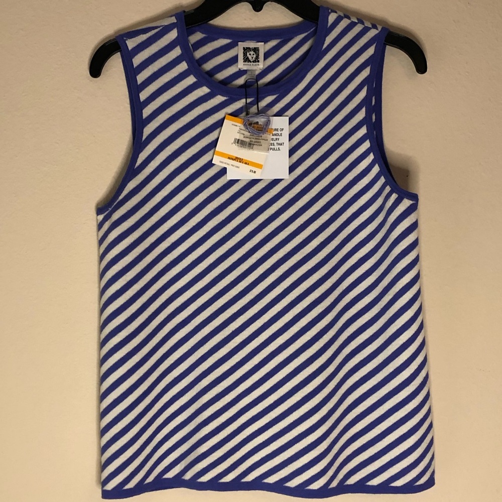 Anne Klein Diagonal Stripe Sleeveless Blouse